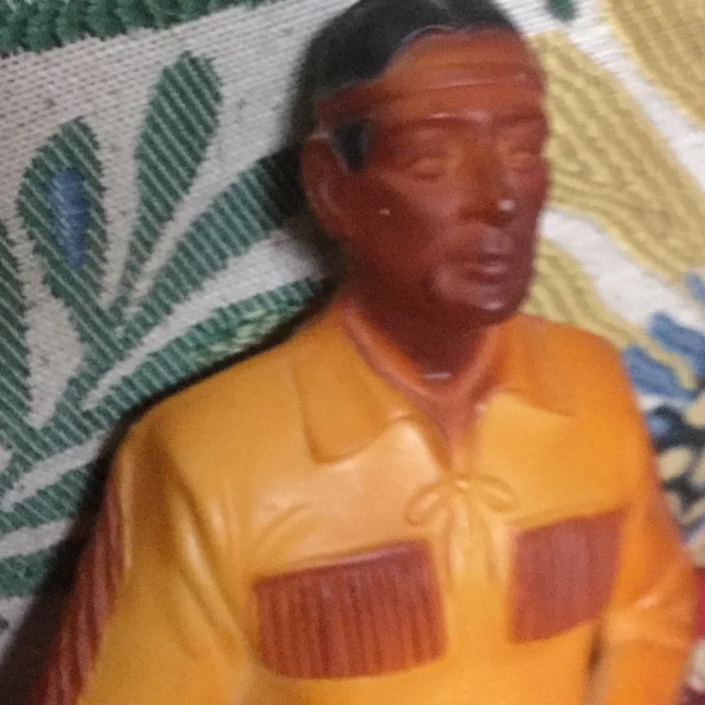 Vintage antique estate collector Indian plastic riding statue cowgirl cowboy